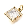Brass Micro Pave Clear Cubic Zirconia and Glass Pendants KK-N289-04G-2