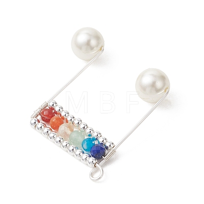 Faceted Round Natural Mixed Stone Pendants PALLOY-TA00410-1