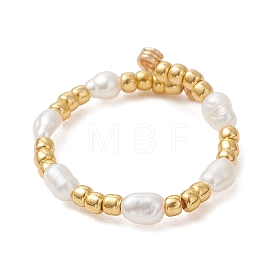 3Pcs Copper Wired Natural Cultured Freshwater Pearl Finger Rings RJEW-JR00995-1