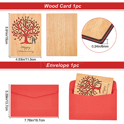 Rectangle with Pattern Wooden Greeting Cards DIY-CP0006-75P-1