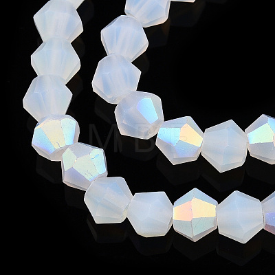 Imitation Jade Bicone Frosted Glass Bead Strands GLAA-F029-JM4mm-A05-1