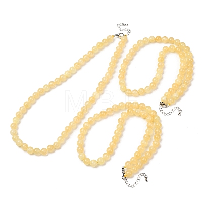 8MM Grade A Natural Golden Silk Jade Round Beaded Necklaces GG-CBAA808-03P-B-1