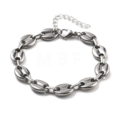 304 Stainless Steel Oval Link Chains Bracelets for Men & Women BJEW-D042-52P-1