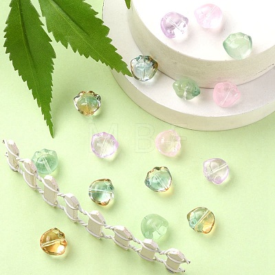 35Pcs Transparent Spray Painted Glass Beads GLAA-YW0001-72-1