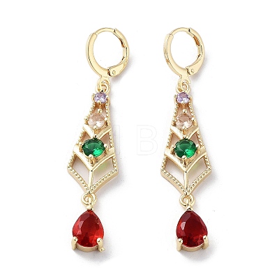 Teardrop Rack Plating Golden Brass Dangle Leverback Earrings EJEW-A030-06G-02-1