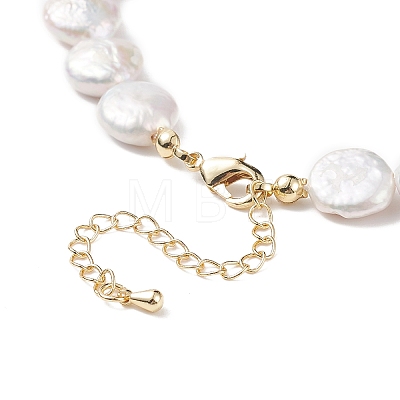 Natural Keshi Pearl Beaded Necklace with Brass Clasp for Women NJEW-JN04058-1