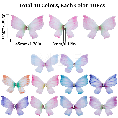 SUNNYCLUE 100Pcs 10 Colors Gradient Color Double Layer Fibre Tulle Ornament Accessories FIND-SC0005-79-1
