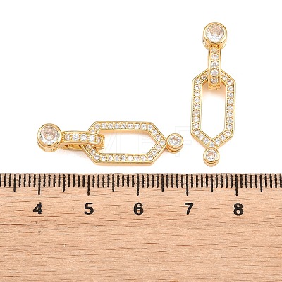 Brass Micro Pave Clear Cubic Zirconia Fold Over Clasps KK-U059-69G-1