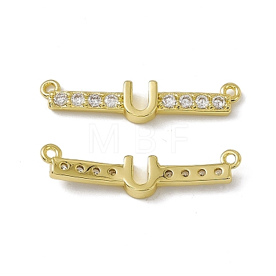 Rack Plating Brass Micro Pave Clear Cubic Zirconia Connector Charms KK-C007-37G-U-1