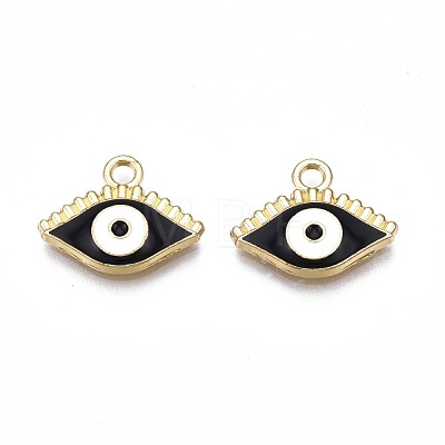 Light Gold Plated Alloy Enamel Pendants ENAM-T009-87A-RS-1