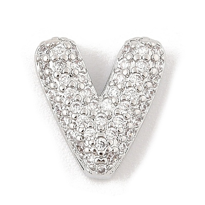 Brass Micro Pave Cubic Zirconia Slide Charms ZIRC-I068-08P-1