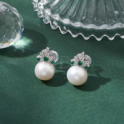 Natural Pearl Ear Studs EJEW-P286-38P-1