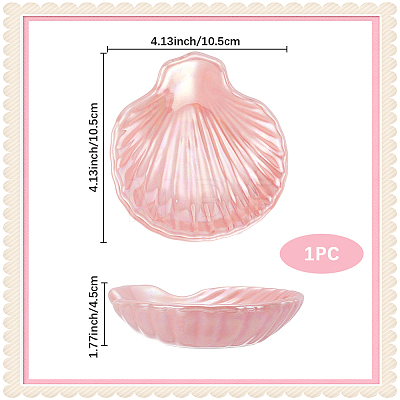 Shell Shaped Porcelain Jewelry Storage Display Trays for Rings AJEW-SP0006-06A-02-1
