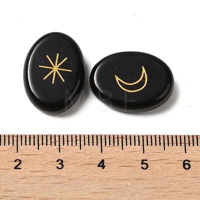 13Pcs Natural Obsidian Rune Stone G-C095-02C-1