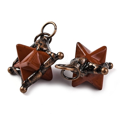 Natural Red Jasper Merkaba Star Pendants G-C144-01R-04-1