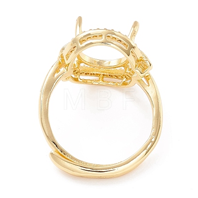 Brass Cubic Zirconia Adjustable Ring Components KK-K266-10G-1
