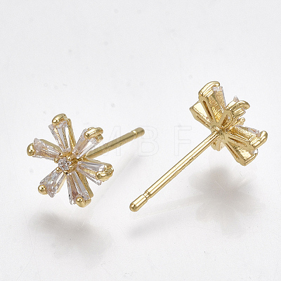Brass Cubic Zirconia Stud Earrings X-KK-S348-364G-1
