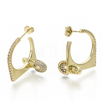 Brass Micro Pave Clear Cubic Zirconia Stud Earrings EJEW-S201-226G-NF-1