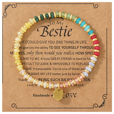 Natural Mixed Gemstone Rondelle Beads Stretch Bracelets XM9841-2-1