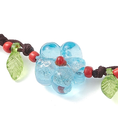 Handmade Silver Foil Glass Lampwork &  Natural White Jade Beads Braided Bead Bracelets for Women BJEW-JB12728-02-1