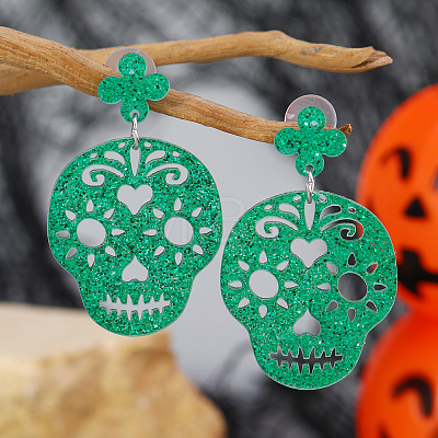 Gothic Skull Acrylic Stud Earrings for Halloween MR5518-3-1