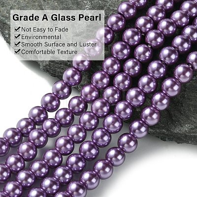 Eco-Friendly Dyed Glass Pearl Bead Strands HY-A008-6mm-RB083-1