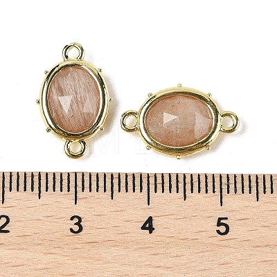 Natural Sunstone Faceted Oval Connector Charms G-I382-04G-03-1