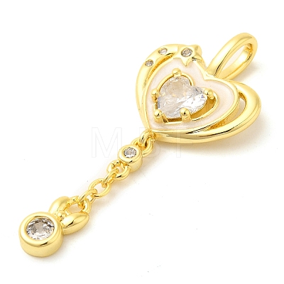 Heart Real 18K Gold Plated Rack Plating Brass Micro Pave Cubic Zirconia Pendants KK-S396-09B-1