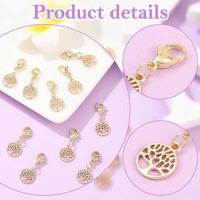 10Pcs Brass & ABS Plastic Imitation Pearl Pendant Decorations HJEW-YW00399-1