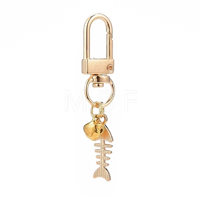 Cat & Fishbone Shape Alloy Enamel Charms Keychain KEYC-JKC00431-02-1