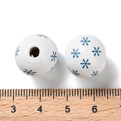 Printed Wood European Beads WOOD-Z002-08F-1