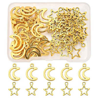 50Pcs 2 Styles Tibetan Style Alloy Charms TIBEP-FS0001-29AG-1