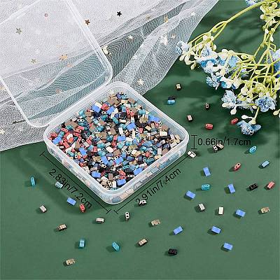 CREATCABIN 800Pcs 8 Colors 2-Hole Glass Seed Beads SEED-CN0001-05-1