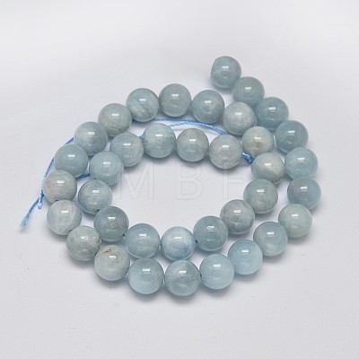 Round Natural Aquamarine Bead Strands G-F289-01-10mm-AA-1