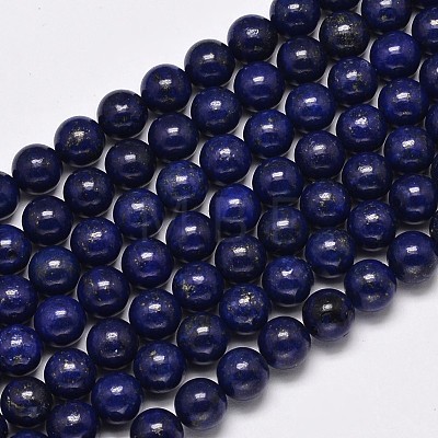 Dyed Natural Lapis Lazuli Round Beads Strands G-M169-4mm-05-1