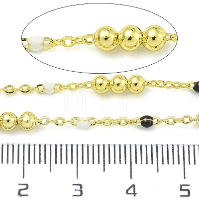 Brass Enamel Round Beaded Link Chain CHC-G022-07G-10-1