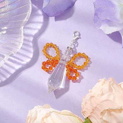 Angel Glass Pendant Decorations HJEW-TA00267-03-1