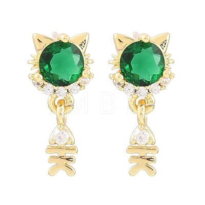 Brass Micro Pave Cubic Zirconia Dangle Stud Earrings EJEW-F405-24G-04-1