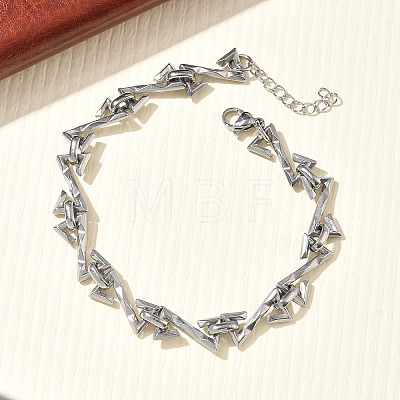 Hammered 304 Stainless Steel Link Chain Bracelets for Women BJEW-D466-07P-1