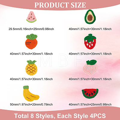 32Pcs 8 Style Wool & Polyester Fruit Cabochons DIY-FG0004-02-1