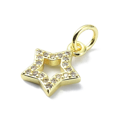 Brass Micro Pave Clear Cubic Zirconia Charms KK-H475-59G-12-1