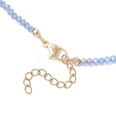 2Pcs 2 Styles Colorful K9 Glass Teardrop Heart Pendant Electroplated Glass Faceted Rondelle Beaded Necklaces NJEW-JN05752-1