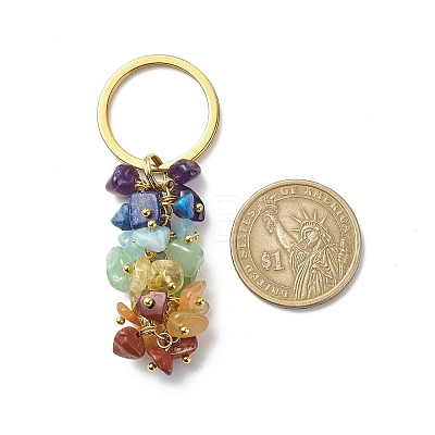 Chakra Theme Natural Gemstone Chip Bead Keychain KEYC-JKC00416-01-1
