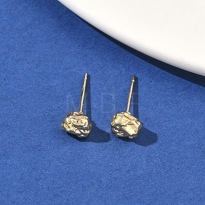 Nuggets Brass Stud Earrings EJEW-F403-01G-1