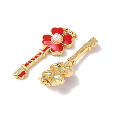 Brass Enamel Pendants KK-C143-56G-01-1