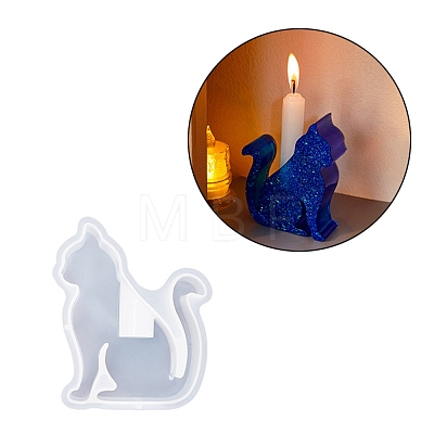 Lovely Cat Shape Candlestick Silhouette Silicone Molds SIMO-C010-01D-1