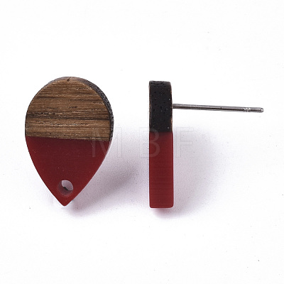 Resin & Walnut Wood Stud Earring Findings MAK-N032-002A-B04-1