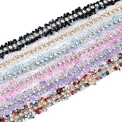 Resin Rhinestone Crystals Beaded Trim DIY-N008-05-1