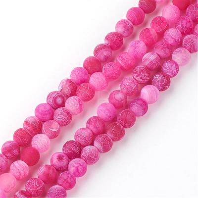 Natural Fire Crackle Agate Bead Strands G-S216-8mm-M-1