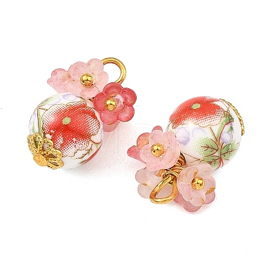 Printed Handmade Porcelain Beads Pendants PALLOY-JF05907-01-1